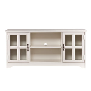 Safavieh Remington Farmhouse Media Stand With Tempered Glass Top And Windowpane Cabinet Doors MS9908