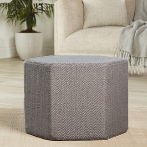 Jaipur Living Jaipur Living Hexagonal Gray Chevron Pouf Sculptural Accent for Modern Rooms POF100545