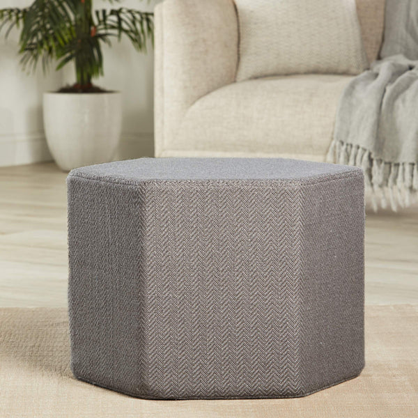 Jaipur Living Jaipur Living Hexagonal Gray Chevron Pouf Sculptural Accent for Modern Rooms POF100545