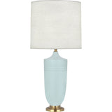 Robert Abbey Matte Sky Blue Michael Berman Hadrian Table Lamp Matte Sky Blue Glazed Ceramic with Modern Brass Accents Oyster Linen Shade