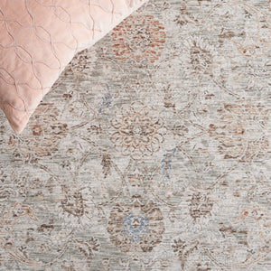 Safavieh Mason Transitional Area Rug - Exquisite Power Loomed Polyester With Elegant Floral Patterns Grey ,Ivory Rust Polyester Msn104f-9
