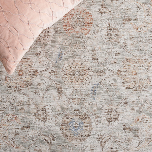 Safavieh Mason Transitional Area Rug - Exquisite Power Loomed Polyester With Elegant Floral Patterns Grey ,Ivory Rust Polyester Msn104f-9