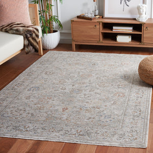 Safavieh Mason Transitional Area Rug - Exquisite Power Loomed Polyester With Elegant Floral Patterns Grey ,Ivory Rust Polyester Msn104f-9