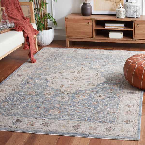Safavieh Mason 8' X 10' Transitional Area Rug – Elegant Blue, Beige, And Rust Floral Design For Home Decor Blue ,Beige Rust Polyester Msn105m-8
