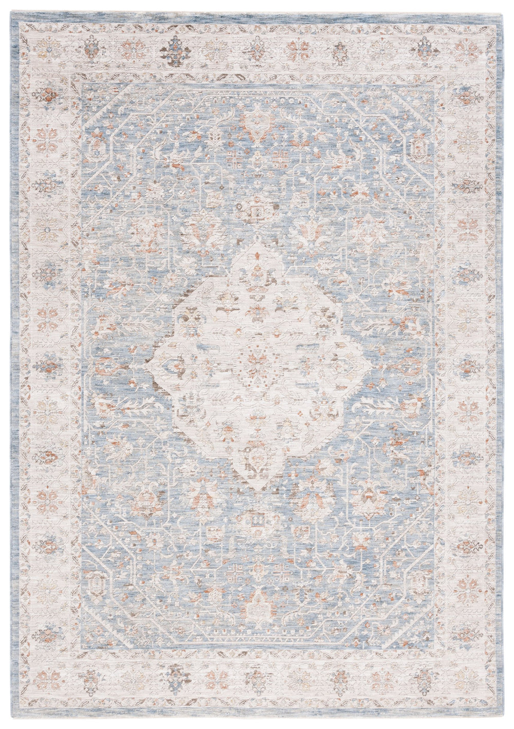 Safavieh Mason 8' X 10' Transitional Area Rug – Elegant Blue, Beige, And Rust Floral Design For Home Decor Blue ,Beige Rust Polyester Msn105m-8