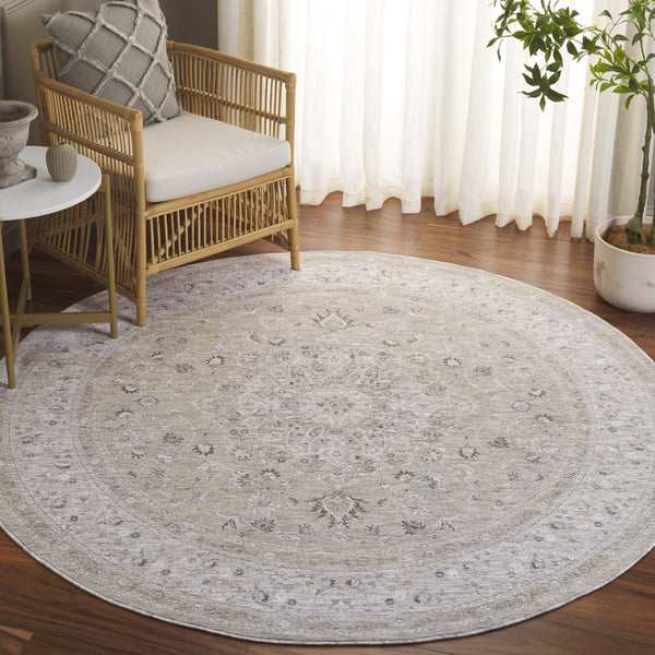 Safavieh Mason Transitional Area Rug - Luxurious Power Loomed Design With Elegant Floral Motifs For Your Home Light Grey ,Green Polyester Msn114f-28