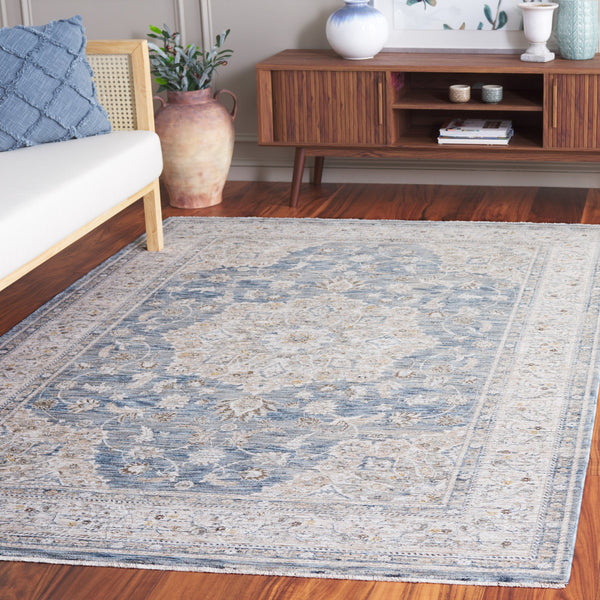 Safavieh Mason Transitional Area Rug - Luxurious Power Loomed Design With Elegant Floral Motifs For Your Home Blue ,Grey Beige Polyester Msn114m-5