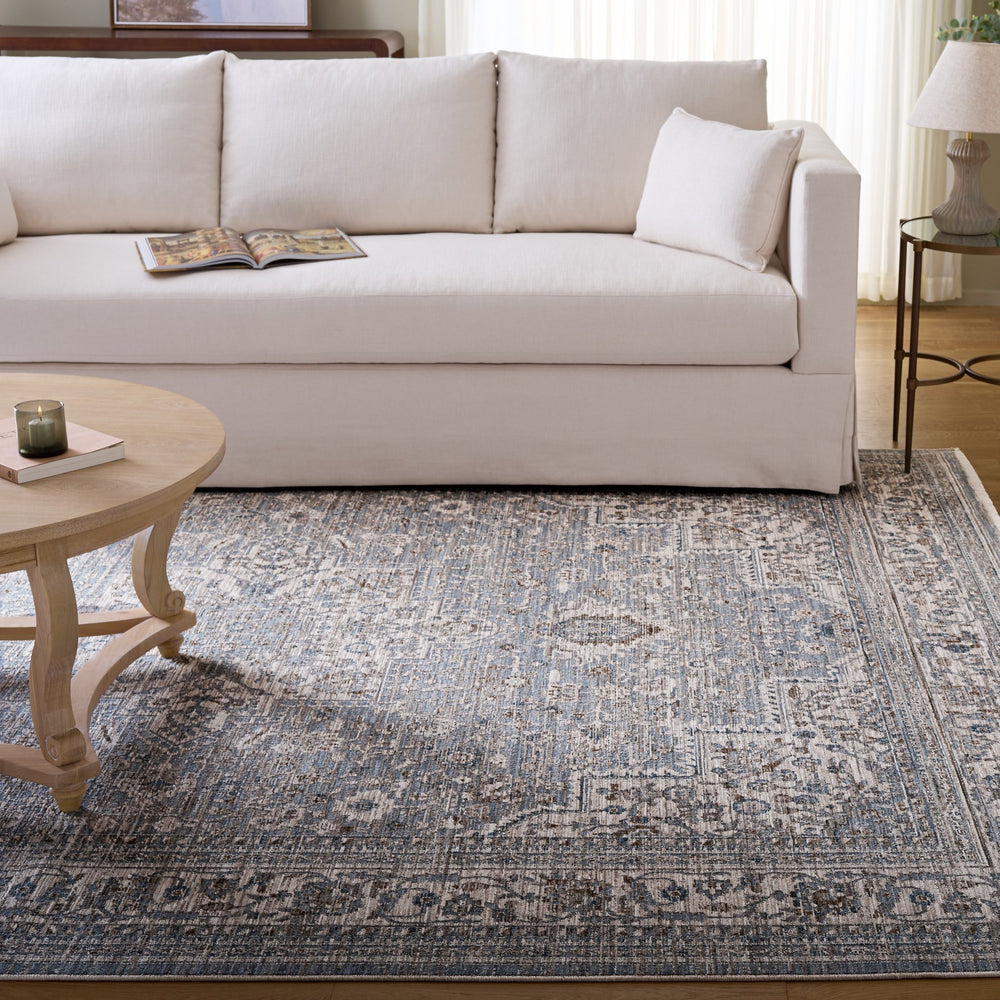 Safavieh Martha Blue & Ivory 8X10 Area Rug — Power-Loomed Turkey Polyester, Low 1/2" Pile For High-Traffic Elegance MSR0630M-8