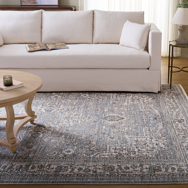 Safavieh Martha Blue & Ivory 8X10 Area Rug — Power-Loomed Turkey Polyester, Low 1/2" Pile For High-Traffic Elegance MSR0630M-8