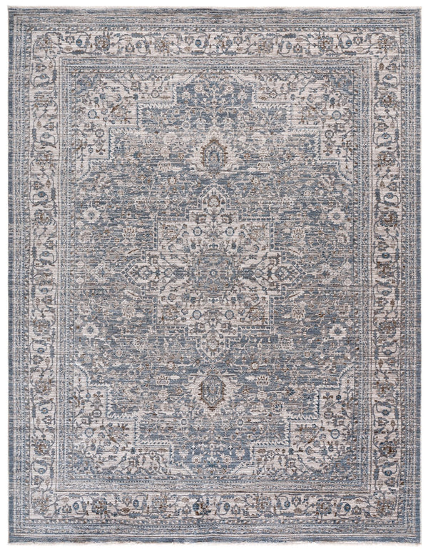 Safavieh Martha Blue & Ivory 8X10 Area Rug — Power-Loomed Turkey Polyester, Low 1/2" Pile For High-Traffic Elegance MSR0630M-8