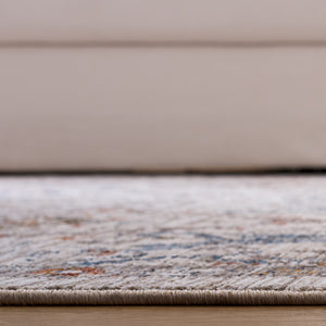 Safavieh Martha Whitney 8X10 Ivory Blue-Rust Area Rug — Low-Profile Polyester Pile, Power-Loomed Durable Design MSR0632A-8