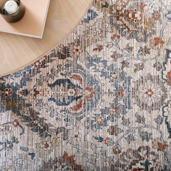 Safavieh Martha Whitney 8X10 Ivory Blue-Rust Area Rug — Low-Profile Polyester Pile, Power-Loomed Durable Design MSR0632A-8