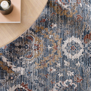 Safavieh Martha Vintage-Inspired 8X10 Blue & Rust Gold Area Rug — Power-Loomed Polyester Pile, Turkey Crafted MSR0632M-8