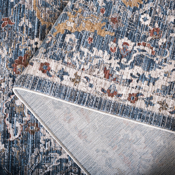Safavieh Martha Vintage-Inspired 8X10 Blue & Rust Gold Area Rug — Power-Loomed Polyester Pile, Turkey Crafted MSR0632M-8