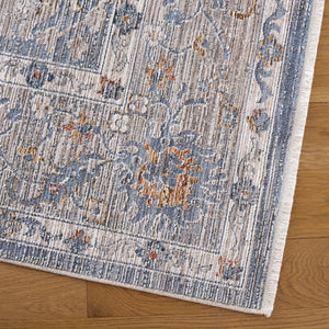 Safavieh Martha Transitional Power-Loomed 8X10 Rug In Blue & Grey-Gold, Low-Profile Polyester, Durable Elegance MSR0636M-8