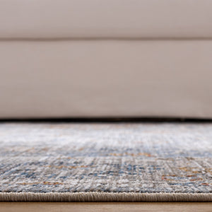 Safavieh Martha Transitional Power-Loomed 8X10 Rug In Blue & Grey-Gold, Low-Profile Polyester, Durable Elegance MSR0636M-8