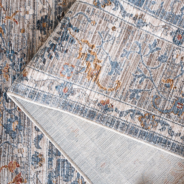 Safavieh Martha Transitional Power-Loomed 8X10 Rug In Blue & Grey-Gold, Low-Profile Polyester, Durable Elegance MSR0636M-8