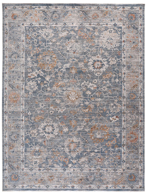 Safavieh Martha Transitional Power-Loomed 8X10 Rug In Blue & Grey-Gold, Low-Profile Polyester, Durable Elegance MSR0636M-8