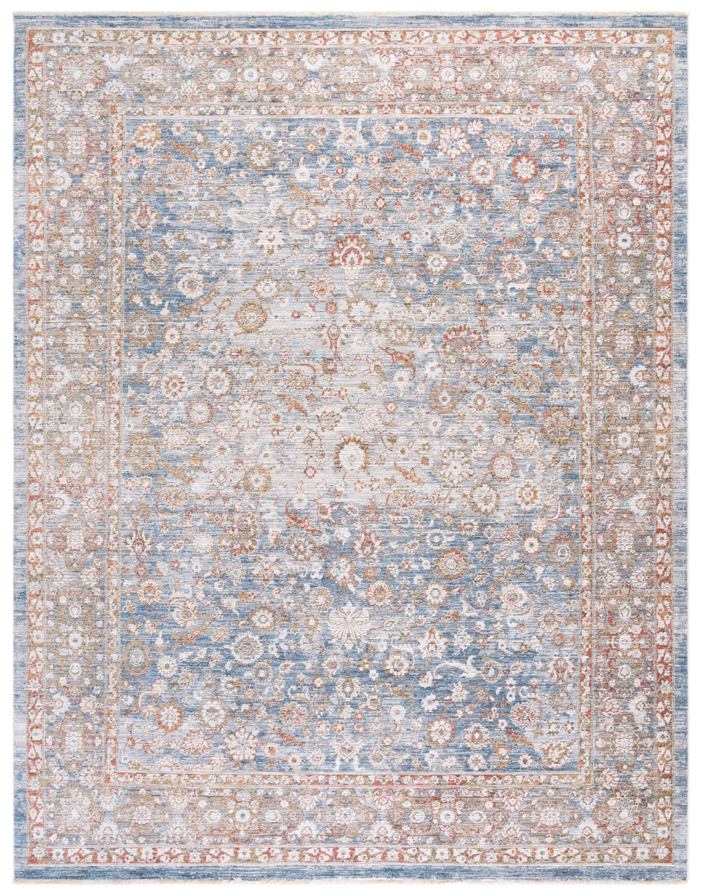 Safavieh Martha Stewart 8x10 Area Rug In Blue & Rust – Elegant, Durable, Timeless Design For Any Room Decor Blue ,Rust Polyester Msr0652m-8