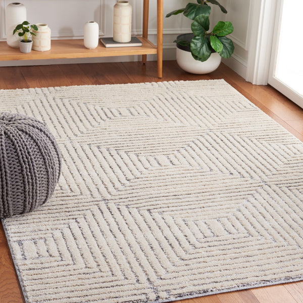 Safavieh Martha Stewart 0756 Power Loomed Rug Ivory / Grey 9' x 12'