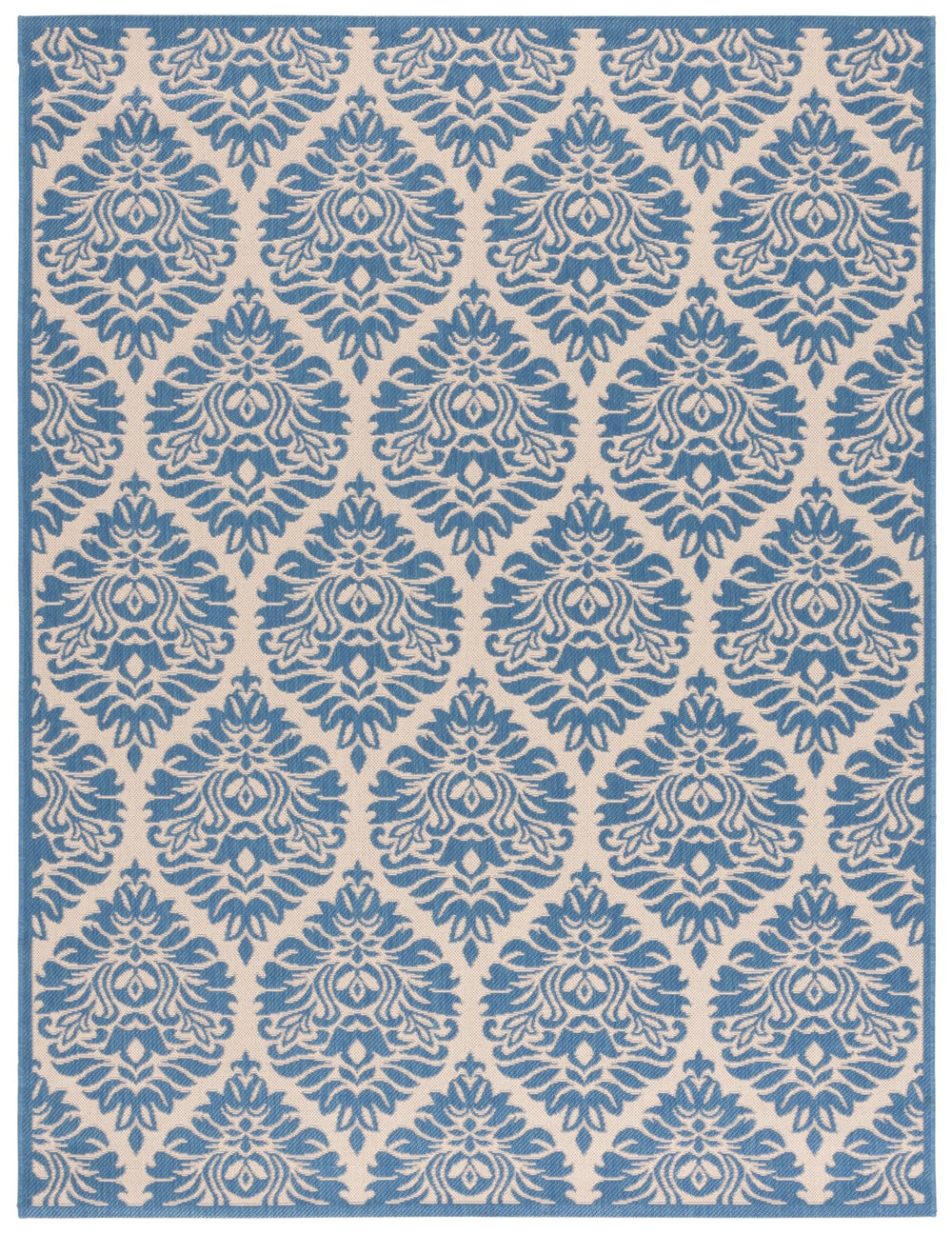 Safavieh Msr Elegant Damask Area Rug - Luxurious Indoor/Outdoor Décor For Timeless Sophistication And Style Cream ,Blue Polypropylene Msr135n-2pc