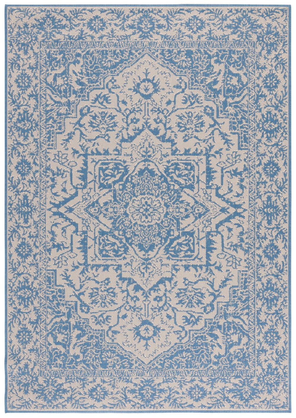 Safavieh Msr Timeless Elegance Area Rug - Luxurious Power-loomed Design, Oeko-tex Certified For Style & Durability Cream ,Blue Polypropylene Msr139n-2pc