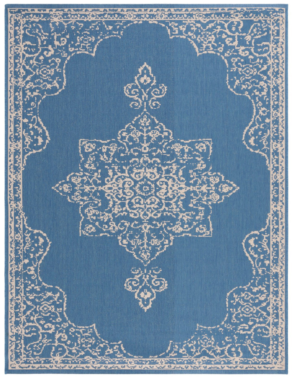Safavieh Msr Indoor/Outdoor Area Rug - Elegant Cream And Blue Design, Durable & Luxurious Home Accent Cream ,Blue Polypropylene Msr180n-6r