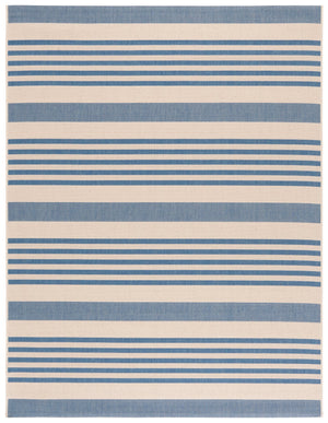 Safavieh Msr Indoor/Outdoor Area Rug - Stylish Striped Design In Sophisticated Grey Tones For Any Space Cream ,Blue Polypropylene Msr222m-2pc