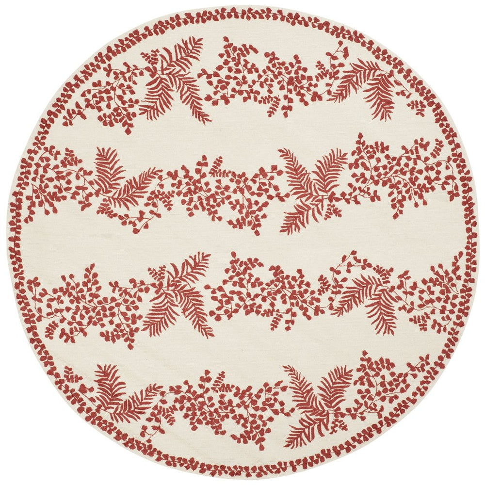 Safavieh Ms Fern Row Red Dahlia Round Wool Pile Area Rug - Luxurious 6' X 6' Design For Timeless Elegance Red ,Dahlia Wool Pile Msr2321b-6r