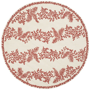 Safavieh Ms Fern Row Red Dahlia Round Wool Pile Area Rug - Luxurious 6' X 6' Design For Timeless Elegance Red ,Dahlia Wool Pile Msr2321b-6r