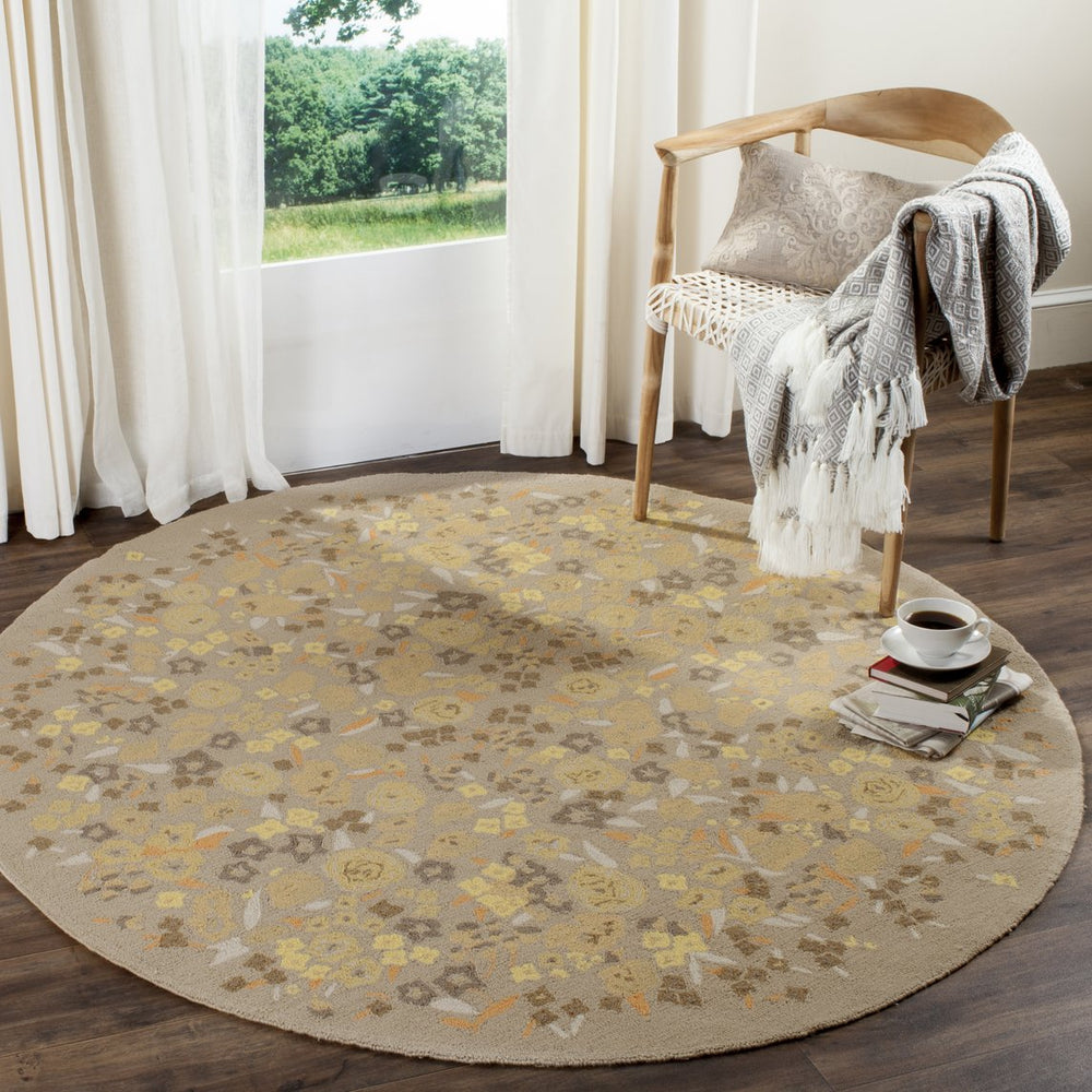 Safavieh Ms Watercolor Garden 6' X 6' Round Area Rug - Artisan Wool Pile With Abstract Design, Cozy Elegance Nutshell Wool Pile Msr2325c-6r