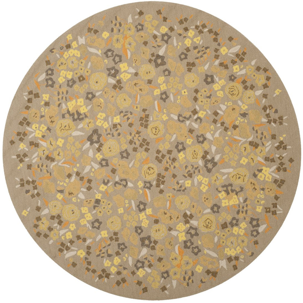 Safavieh Ms Watercolor Garden 6' X 6' Round Area Rug - Artisan Wool Pile With Abstract Design, Cozy Elegance Nutshell Wool Pile Msr2325c-6r