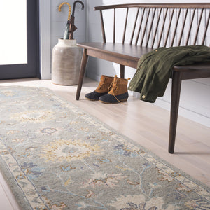 Safavieh Martha Handcrafted Area Rug - Elegant Floral And Geometric Design For Timeless Home Décor Upgrade Grey ,Ivory 80% Wool 20% Cotton Msr3367f-6r