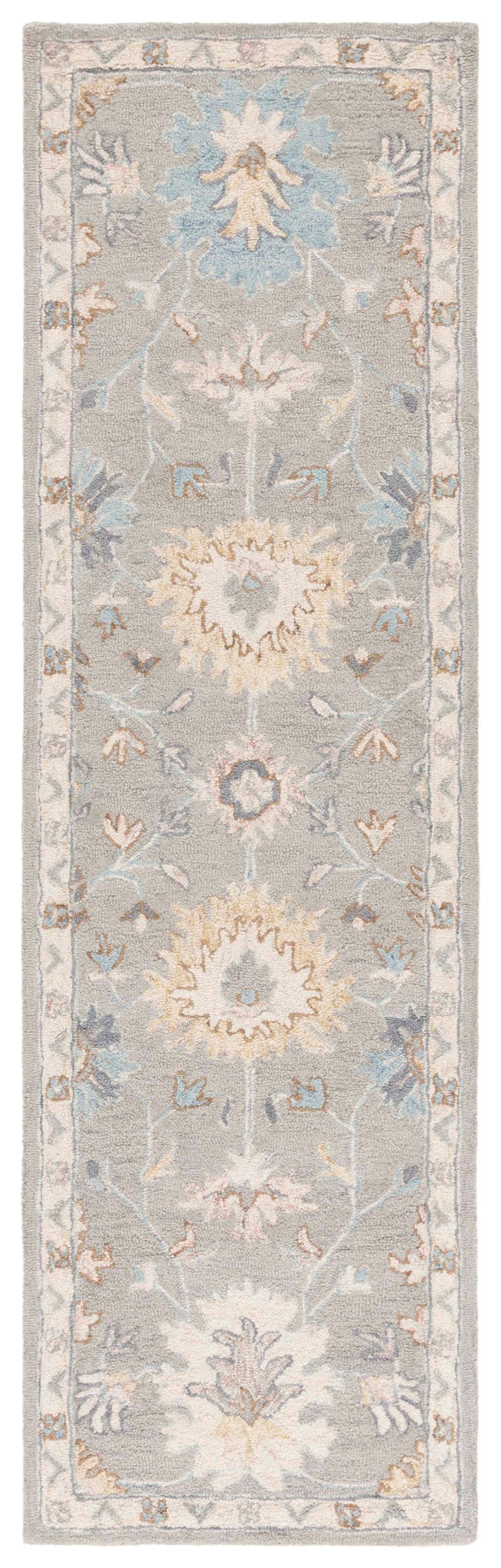 Safavieh Martha Handcrafted Area Rug - Elegant Floral And Geometric Design For Timeless Home Décor Upgrade Grey ,Ivory 80% Wool 20% Cotton Msr3367f-6r
