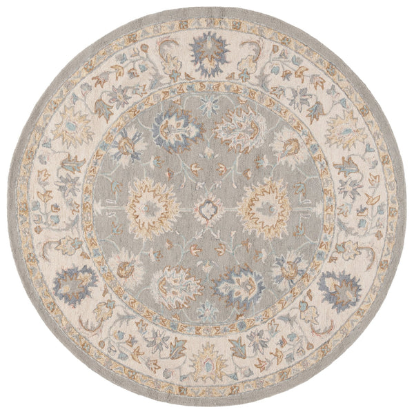 Safavieh Martha Handcrafted Area Rug - Elegant Floral And Geometric Design For Timeless Home Décor Upgrade Grey ,Ivory 80% Wool 20% Cotton Msr3367f-6r