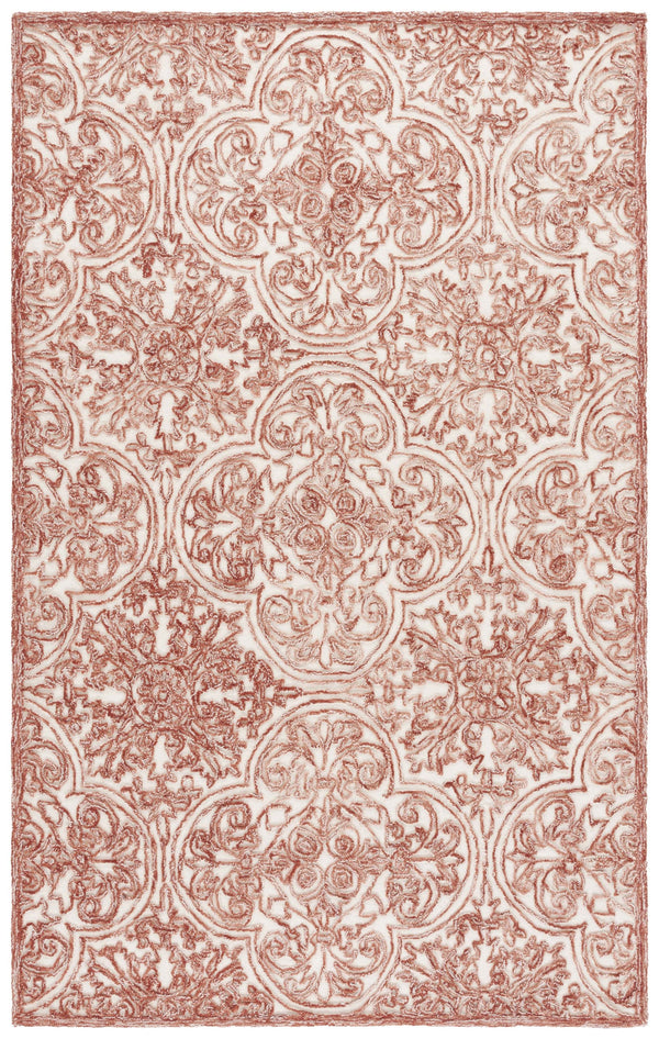 Safavieh Msr Hand-tufted Area Rug - Luxurious Wool And Cotton With Elegant Damask Design For Any Room Ivory ,Rust Wool And Cotton With Latex Msr3511p-5