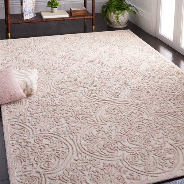 Safavieh Msr Hand Tufted Wool And Cotton Area Rug – Elegant Ivory And Pink Design For Timeless Home Style Ivory ,Pink Wool And Cotton With Latex Msr3511u-1115
