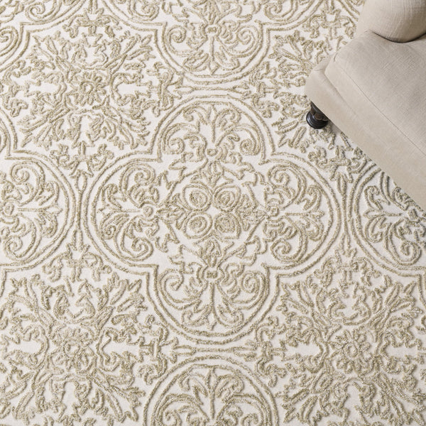 Safavieh Msr Hand-Tufted 8X10 Ivory Sage Area Rug — Wool-Cotton Low-Profile Baroque Motif For Living Rooms MSR3511W-8