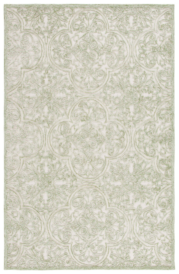 Safavieh Msr Hand Tufted Wool And Cotton Area Rug – Elegant Ivory And Pink Design For Timeless Home Style Ivory ,Green Wool And Cotton With Latex Msr3511y-6sq