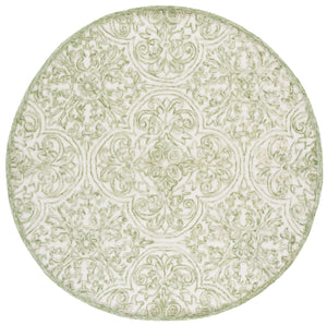 Safavieh Msr Hand Tufted Wool And Cotton Area Rug – Elegant Ivory And Pink Design For Timeless Home Style Ivory ,Green Wool And Cotton With Latex Msr3511y-6sq
