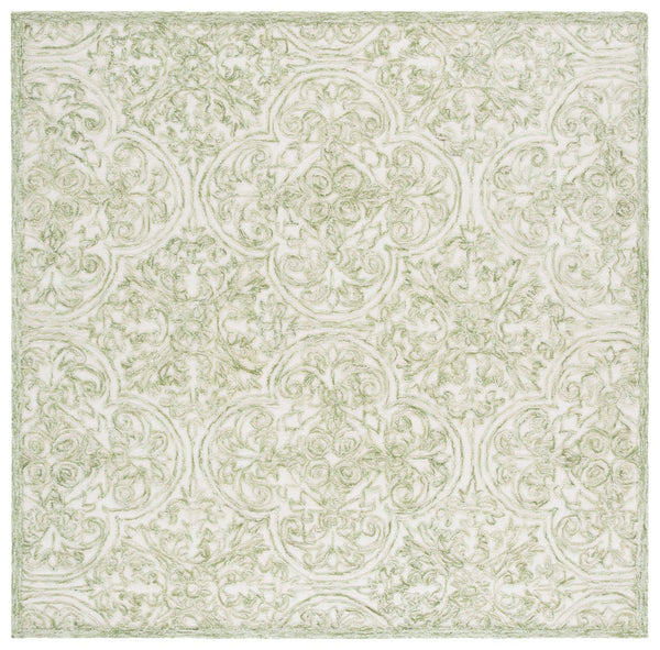 Safavieh Msr Hand Tufted Wool And Cotton Area Rug – Elegant Ivory And Pink Design For Timeless Home Style Ivory ,Green Wool And Cotton With Latex Msr3511y-6sq