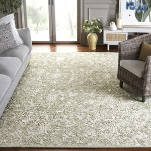 Safavieh Msr Hand Tufted Wool And Cotton Area Rug – Elegant Ivory And Pink Design For Timeless Home Style Ivory ,Green Wool And Cotton With Latex Msr3511y-6sq