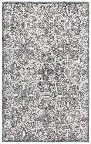 Safavieh Msr Hand-tufted Area Rug - Luxurious Wool And Cotton With Elegant Damask Design For Any Room Ivory ,Black Wool And Cotton With Latex Msr3511z-5