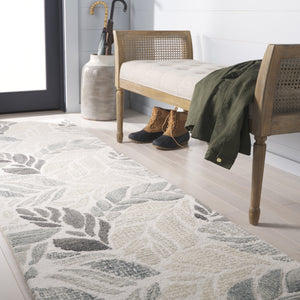 Safavieh Msr Elegant Hand-tufted Area Rug With Leaf Pattern - Luxurious Wool And Cotton Blend For Home Décor Ivory ,Grey 85% Wool,15% Cotton Msr3530f-4