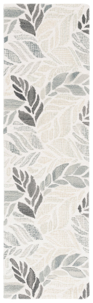 Safavieh Msr Elegant Hand-tufted Area Rug With Leaf Pattern - Luxurious Wool And Cotton Blend For Home Décor Ivory ,Grey 85% Wool,15% Cotton Msr3530f-4