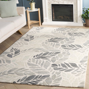 Safavieh Msr Elegant Hand-tufted Area Rug With Leaf Pattern - Luxurious Wool And Cotton Blend For Home Décor Ivory ,Grey 85% Wool,15% Cotton Msr3530f-4