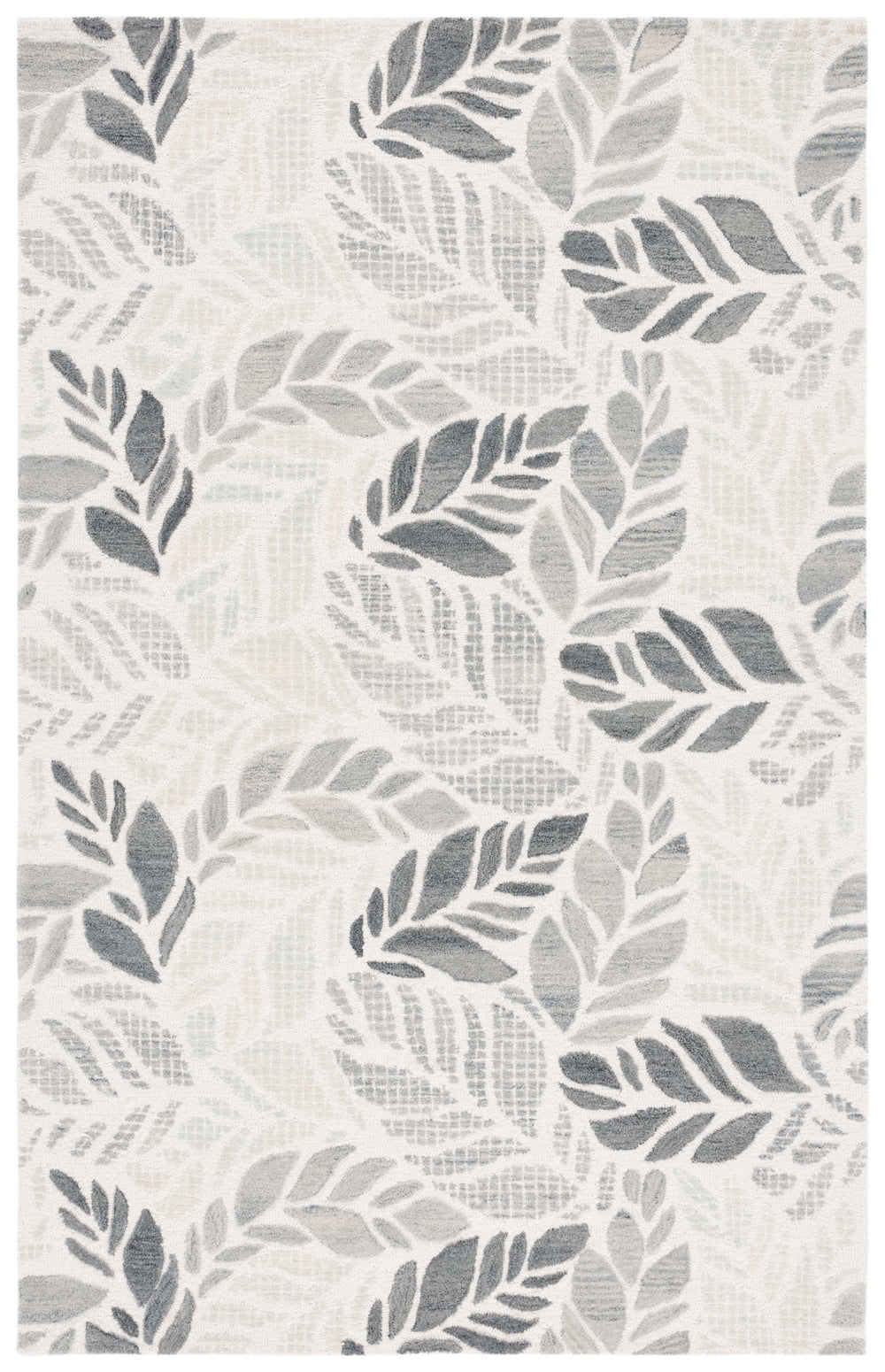 Safavieh Msr Elegant Hand-tufted Area Rug With Leaf Pattern - Luxurious Wool And Cotton Blend For Home Décor Ivory ,Grey 85% Wool,15% Cotton Msr3530f-4