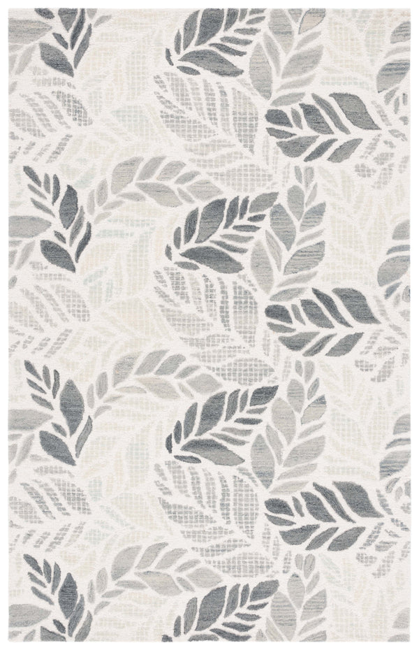 Safavieh Msr Elegant Hand-tufted Area Rug With Leaf Pattern - Luxurious Wool And Cotton Blend For Home Décor Ivory ,Grey 85% Wool,15% Cotton Msr3530f-4