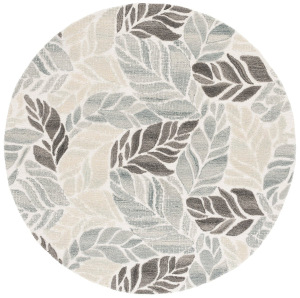 Safavieh Msr Elegant Hand-tufted Area Rug With Leaf Pattern - Luxurious Wool And Cotton Blend For Home Décor Ivory ,Grey 85% Wool,15% Cotton Msr3530f-4