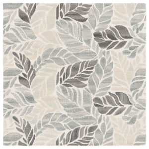 Safavieh Msr Elegant Hand-tufted Area Rug With Leaf Pattern - Luxurious Wool And Cotton Blend For Home Décor Ivory ,Grey 85% Wool,15% Cotton Msr3530f-4